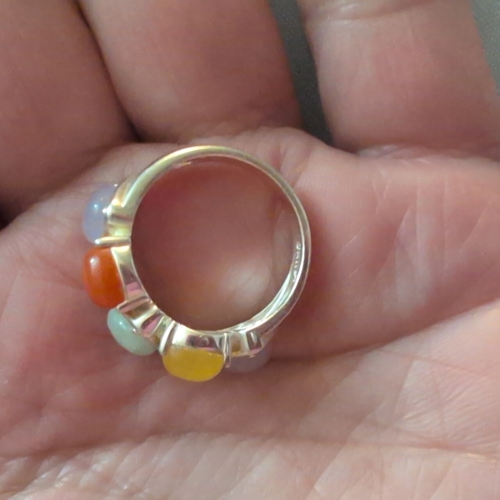 Multicolor Teardrop Gemstone Ring - image 2